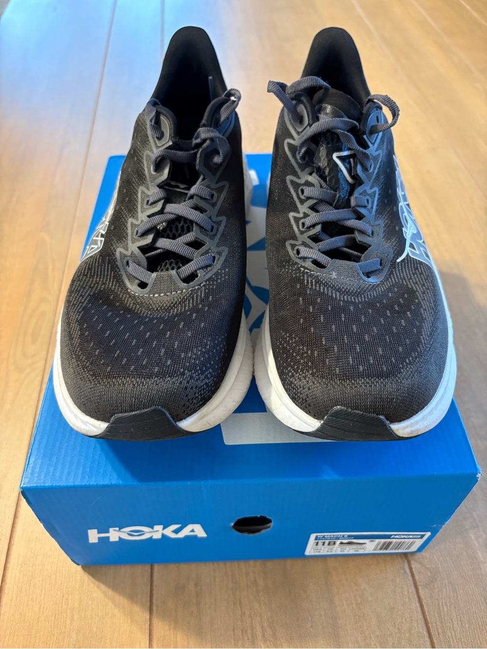 HOKA Mach 6 Running Shoes Black White BWHT Women’s 11B EU 44 Lightweight Trainer